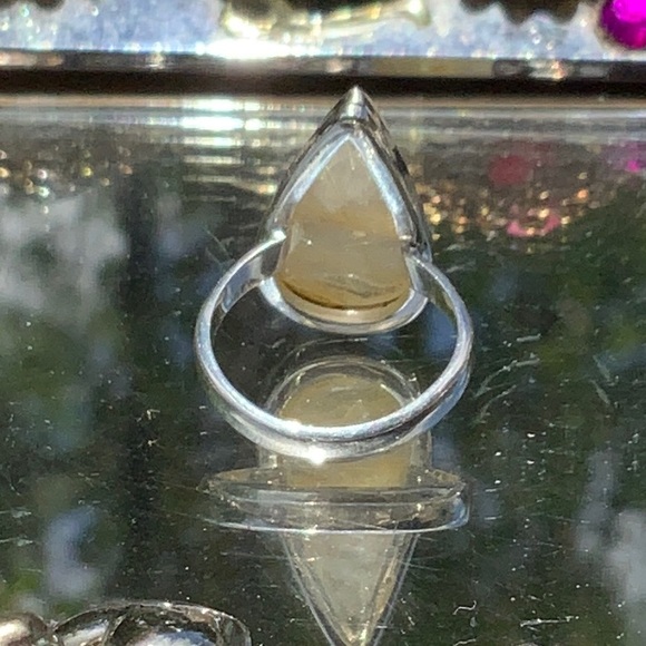 GOLDEN RUTILE 925 STERLING SILVER RING, SIZE 8 - Picture 4 of 10